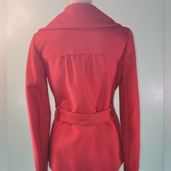 J.Crew Womens Orange Wool Long Sleeve Belted Button Double Breasted Pea Coat 2 - Picture 2 of 7